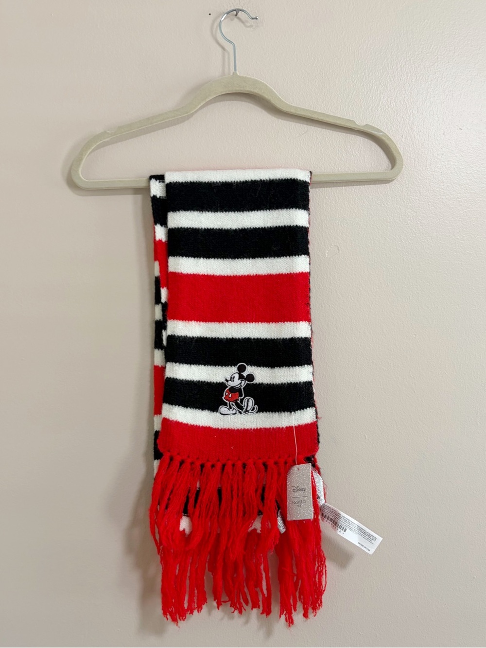 New Forever 21 x Disney Striped Mickey Mouse Scarf in Red, Black & White